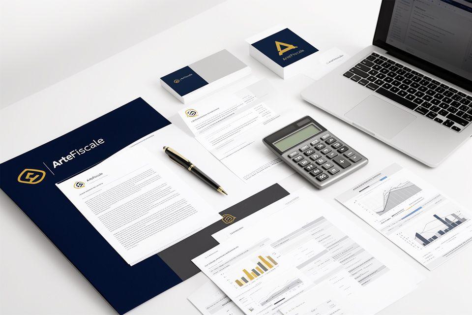 Schema visivo del flusso di consulenza fiscale con documenti, grafici e ambiente professionale ordinato